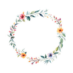 Fototapeta na wymiar watercolor-illustration-of-a-floral-frame-presenting-a-colorful-wreath-in-minimalist-style-void