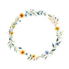 Fototapeta premium watercolor-illustration-of-a-floral-frame-presenting-a-colorful-wreath-in-minimalist-style-void