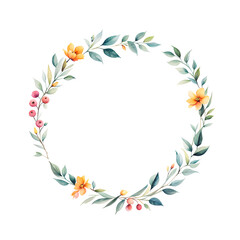 watercolor-illustration-of-a-floral-frame-presenting-a-colorful-wreath-in-minimalist-style-void