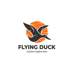 Flying duck logo, good for use as a duck farming logo, tourism logo and the like
