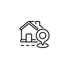 Home location line icon isolated on transparent background