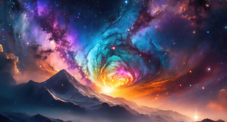 Fototapeta premium Modern Colorful space galaxy cloud nebula, Stary night cosmos, Universe science astronomy