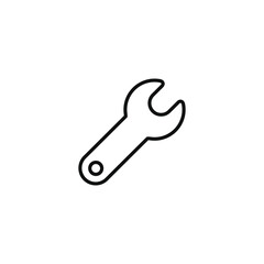 Wrench line icon isolated on transparent background