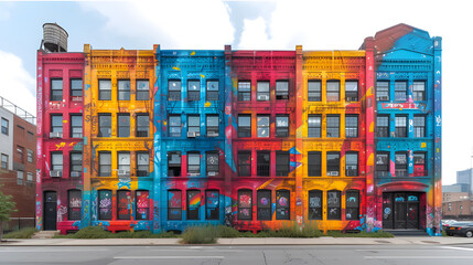 Eclectic, Mixed-Use Building, Street Art Murals, Brick, Graffiti, Eclectic Elements, Vibrant Colors...