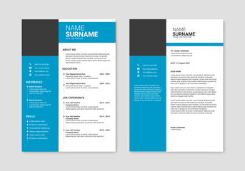 Resume template. Professional CV template. Resume and cover letter layout design. Vector illustration