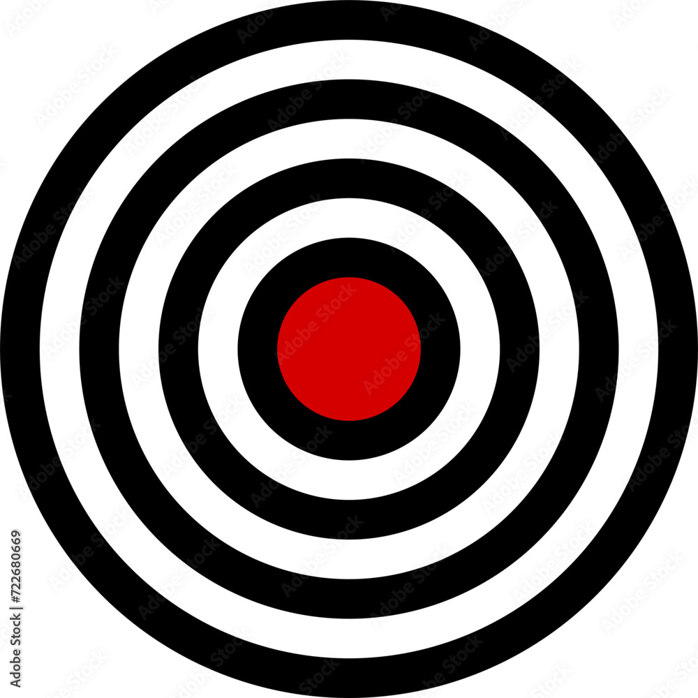 Poster circles in circle round geometric dart arrow aiming bull eye with red center symbol sign icon. vecto