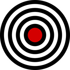 Circles in Circle Round Geometric Dart Arrow Aiming Bull Eye with Red Center Symbol Sign Icon. Vector Image.