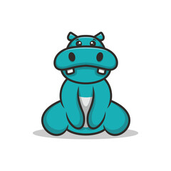 Illustration Cute Hippo Mascot Logo