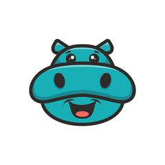 Illustration Cute Hippo Mascot Logo