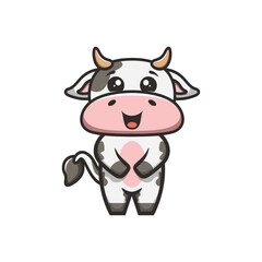 Illustration Cute Cow Mascot Logo