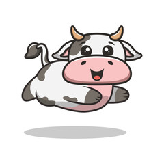 Illustration Cute Cow Mascot Logo