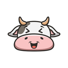 Illustration Cute Cow Mascot Logo