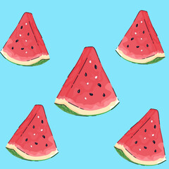 Vector seamless background with watermelon