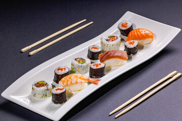 sushi and chopsticks