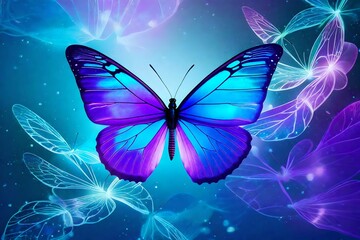 butterfly on blue background