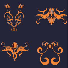 set of floral ornament border
