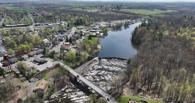 Spring afternoon aerial video of the area surrounding the hamlet of Wallkill, Town of Shawangunk, NY, USA	04-14-2023.