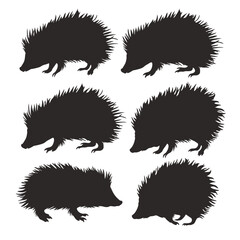 Porcupine silhouette vector set design