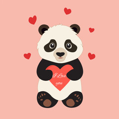 cute panda sitting on the moon in the clouds against the night and starry sky next to a message i love you