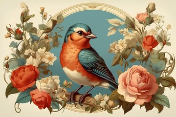 vintage bird made with ai