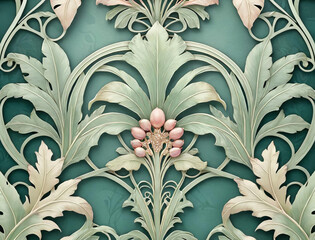 Elegant Tropical Foliage Pattern Texture with Architectural Details and Fruit Gen AI - 722691663