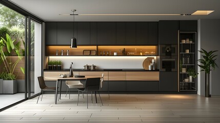 realistic photo of a modern kitchen with a minimalist concept