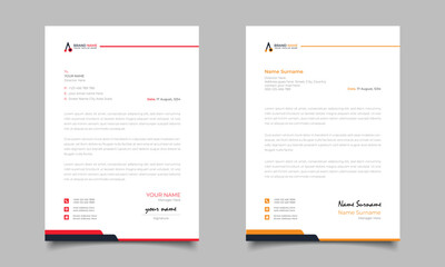 Red And Yellow Modern Business Letterhead Simple Clean Template Design