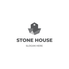 Stone house logo design on isolated background