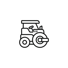 Steam roller line icon isolated on transparent background