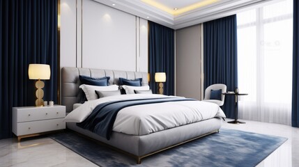 Luxury bedroom interior design. Generative AI