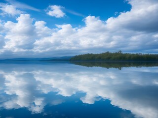 clouds over the lake blue sky