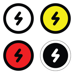 set high volt danger caution sign of circle with various different colors alert electrical hazard traffic warning danger icon design vector flat design for website mobile isolated on white Background