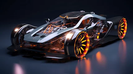 Möbelaufkleber Futuristic electric sport fast car chassis and battery  © CREATIVE STOCK