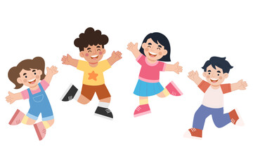 Illustration of cheerful children jumping high