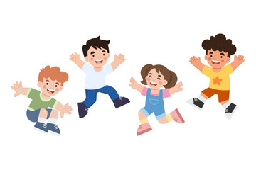 Illustration of cheerful children jumping high