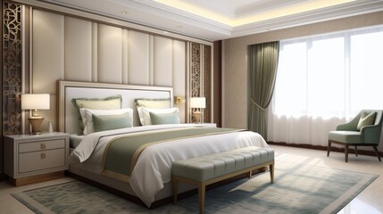 Luxury bedroom interior design. Generative AI