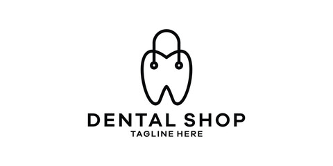 Obraz premium Dental logo with Shopping Bag, logo design template creative symbol idea.