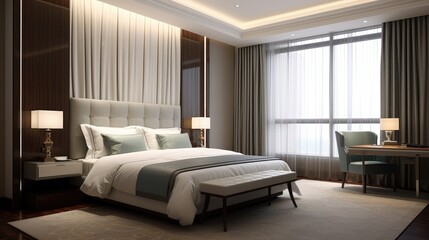 Luxury bedroom interior design. Generative AI