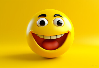 Fototapeta premium Funny smiley face on office background. Positive mood