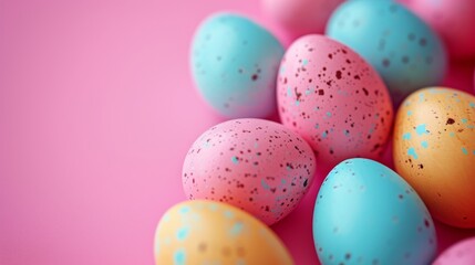 Minimalistic modern easter pink wallpaper with easter eggs