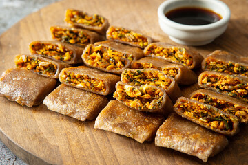 Buckwheat Crepe, Buckwheat pancake on a plate 