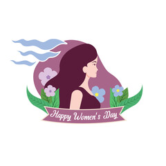 Women with flower around her in Happy women's day vector concept