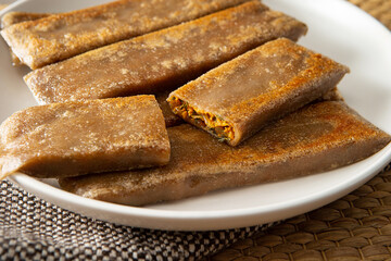 Buckwheat Crepe, Buckwheat pancake on a plate 