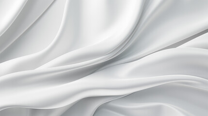 Precisionist elegance: UHD matte photo of silver flowing fabrics on a white abstract background.