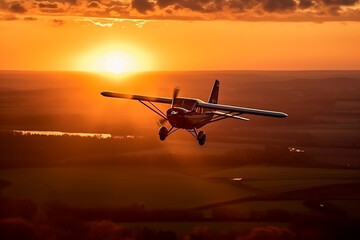 Obraz premium airplane at sunset