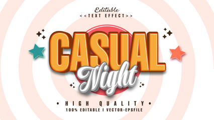 editable casual night text effect.typhography logo