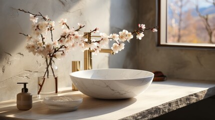 A prestigious and elegant washbasin for a hotel or home. Interior Design.