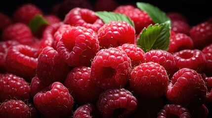 Appetizing juicy red sweet raspberry. Close-up of a delicious berry.