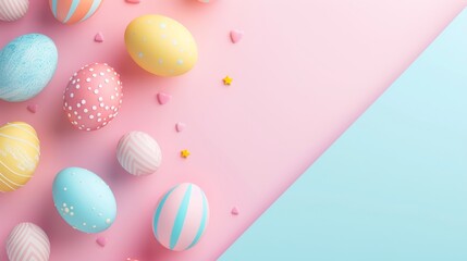 Fototapeta na wymiar Easter season clean minimalistic background with pastel colors art