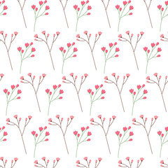 Seamless pattern of abstract colorful blossom twigs in trendy bright colors. Springtime background